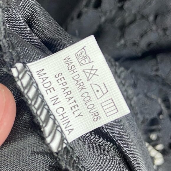 Oyamiki Short Sleeve Black Lace Crew Neck Blouse Top Size Large Romantic Boho L - Picture 11 of 14